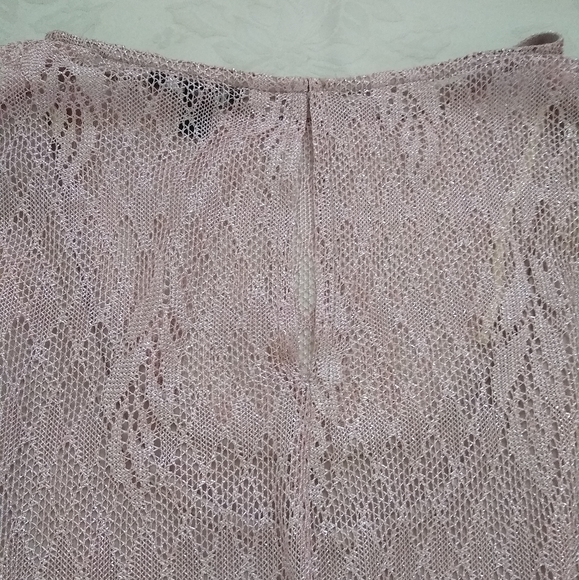 New🎀 Blouson fringe rose silver metallic lace floral sleeveless dress - Picture 7 of 10